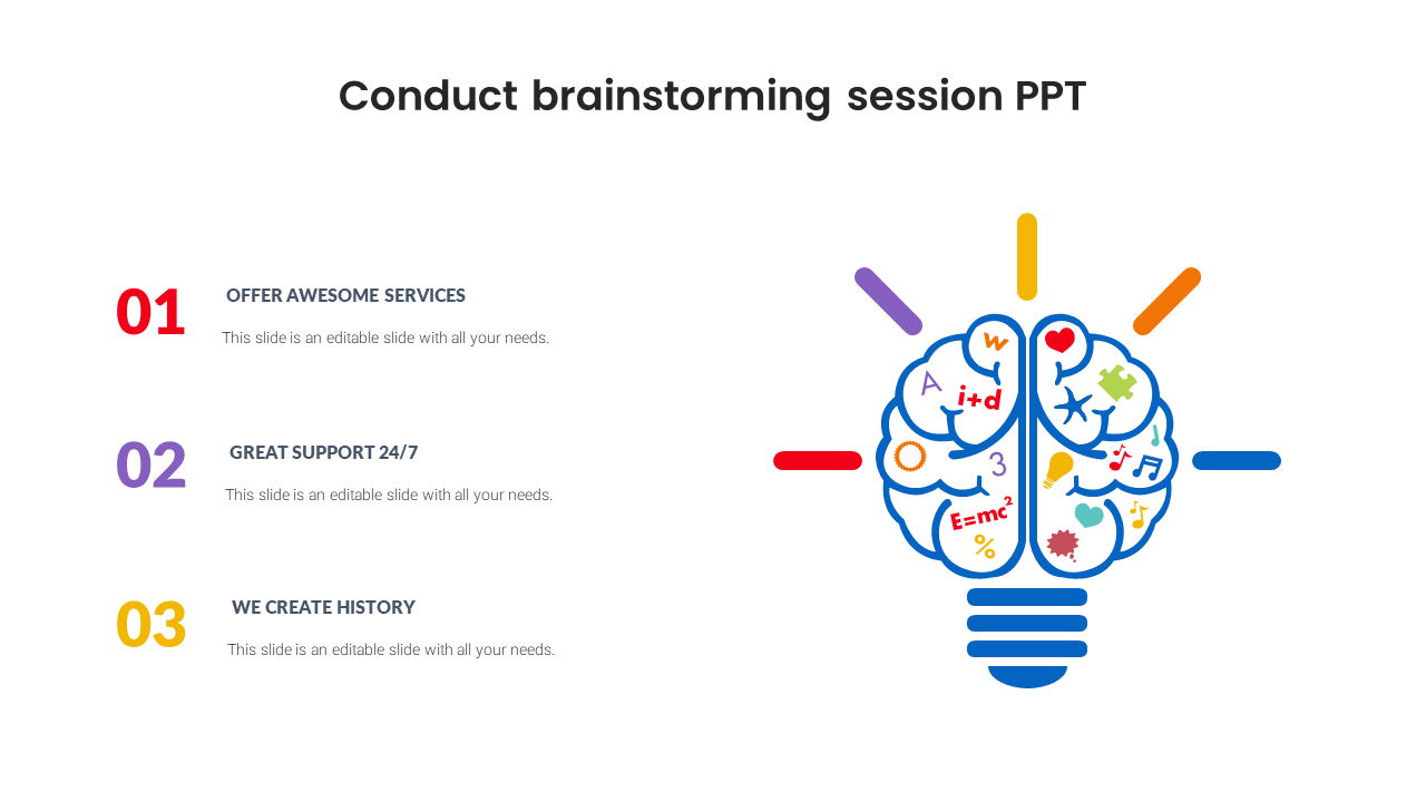 Conduct Brainstorming Session PPT Template and Google Slides